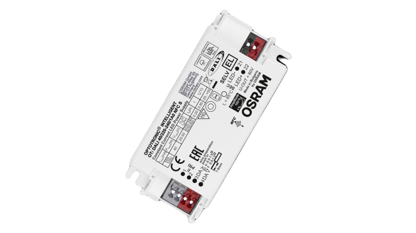 Osram Dimmable LED Driver, 20 → 50V Output, 40W Output, 1.05A Output, Constant Current Dimmable