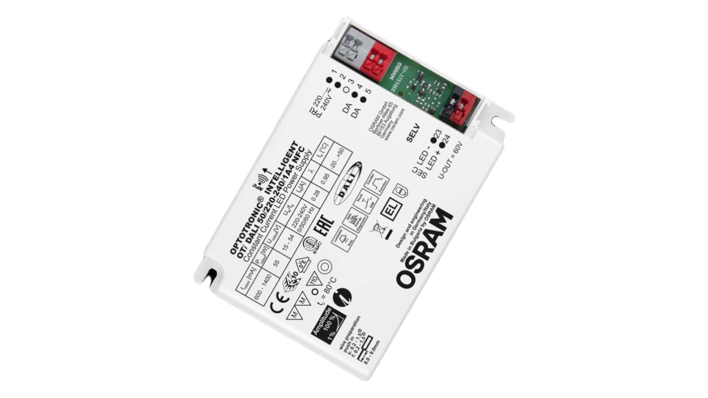 Osram Dimmable LED Driver, 15 → 54V Output, 55W Output, 1.4A Output, Constant Current Dimmable
