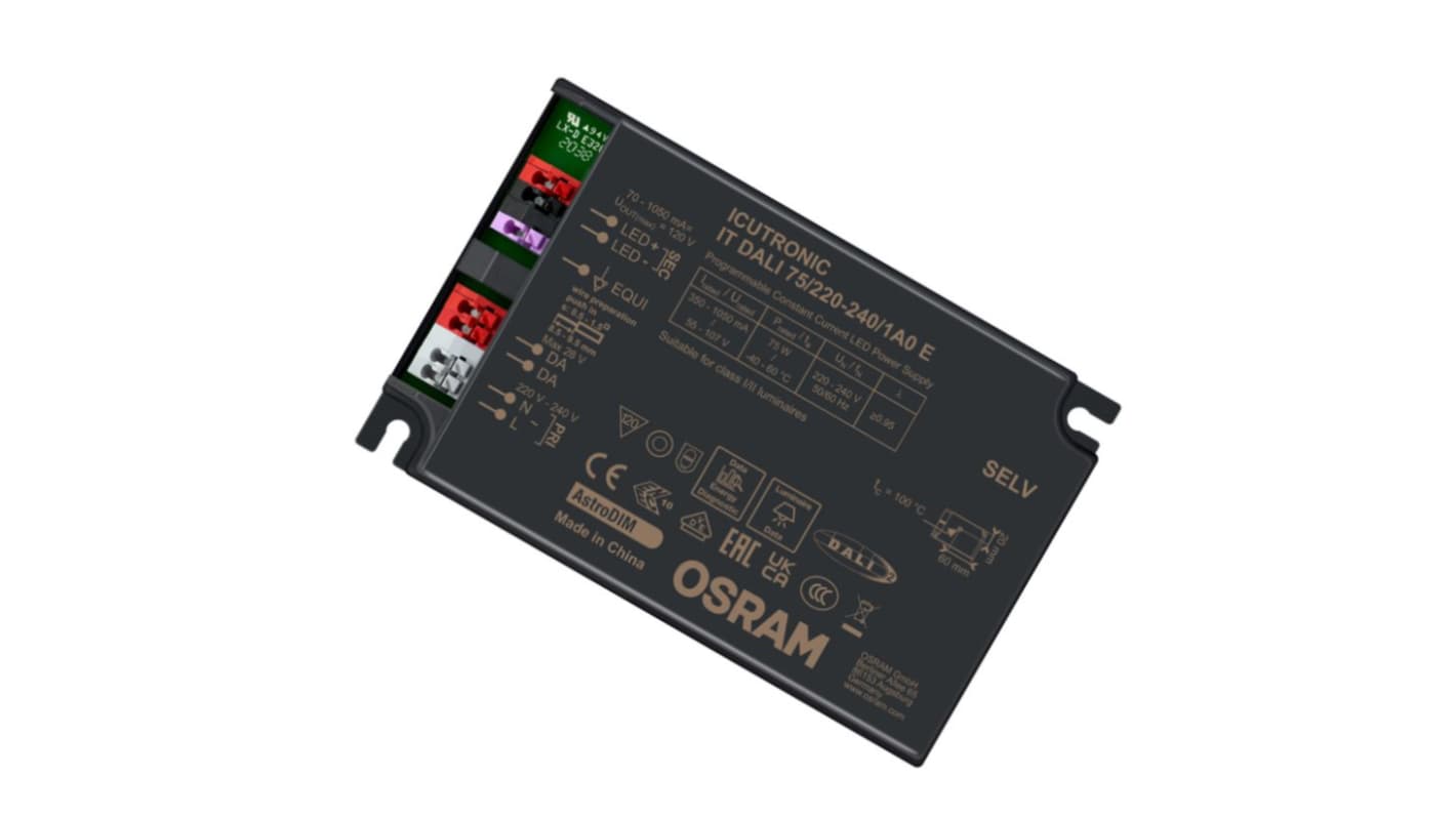 Osram Dimmable LED Driver, 55 → 107V Output, 75W Output, 700mA Output, Constant Current Dimmable