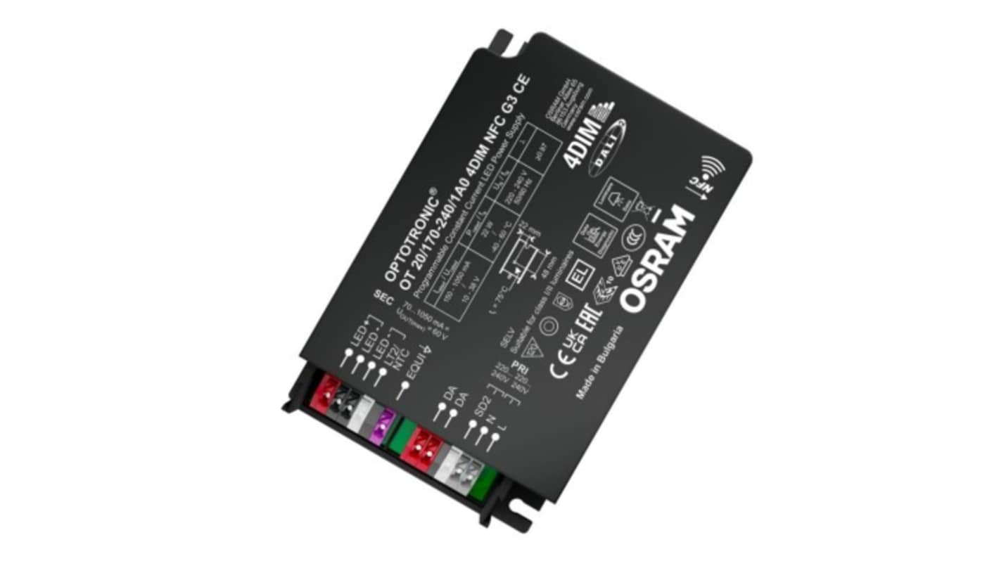 Osram Dimmable LED Driver, 10 → 38V Output, 22W Output, 700mA Output, Constant Current Dimmable