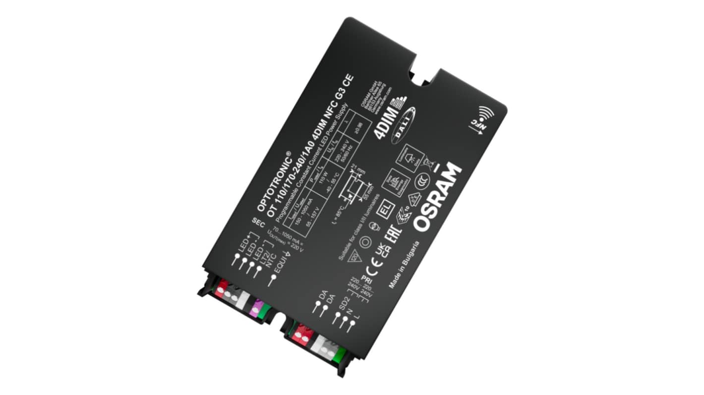 Osram Dimmable LED Driver, 55 to157V Output, 110W Output, 700mA Output, Constant Current Dimmable