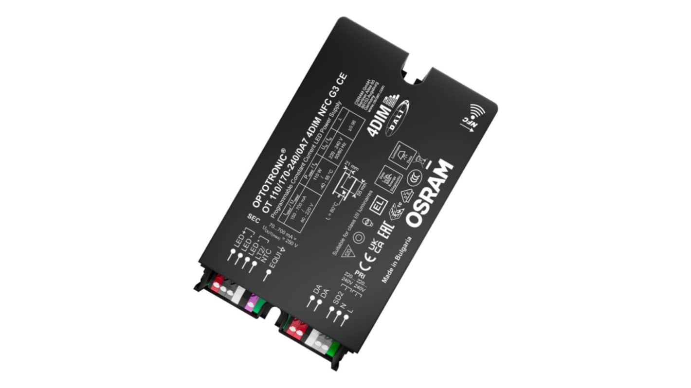Osram Dimmable LED Driver, 80 → 220V Output, 110W Output, 700mA Output, Constant Current Dimmable