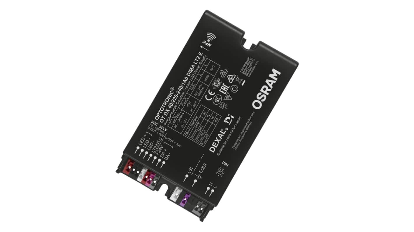 Osram Dimmable LED Driver, 15 → 56V Output, 40W Output, 1.05A Output, Constant Current Dimmable