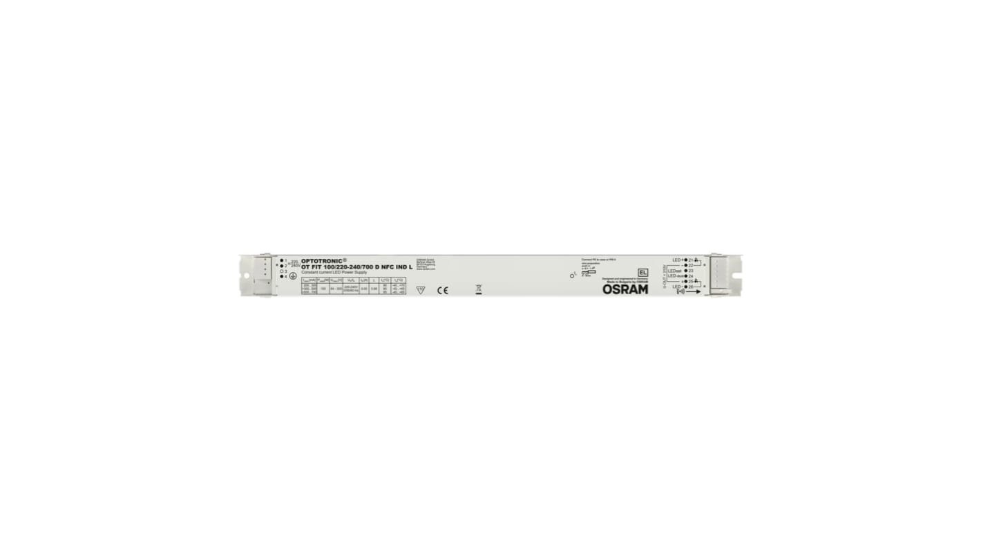 Osram LEDドライバ, 定電流, 700mA, 100W, OT-FIT-100/220-240/700-D-NFC-IND-L