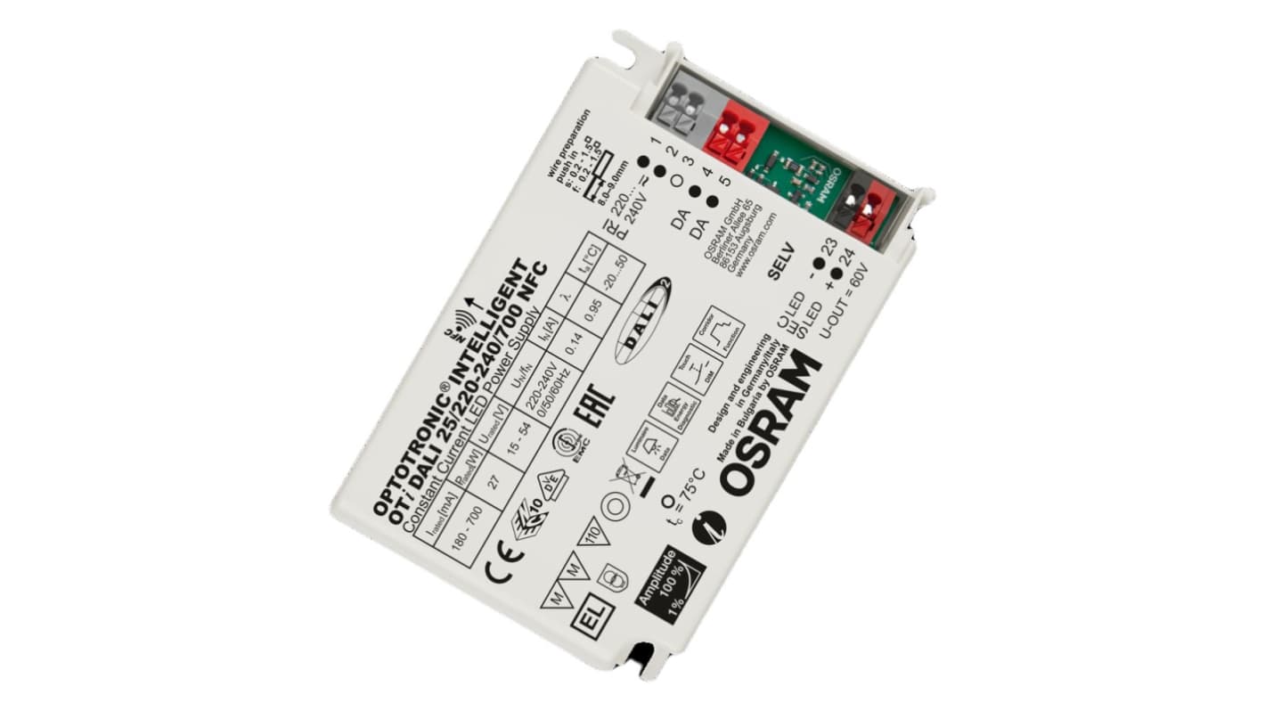 Osram Dimmable LED Driver, 15 → 54V Output, 27W Output, 700mA Output, Constant Current Dimmable