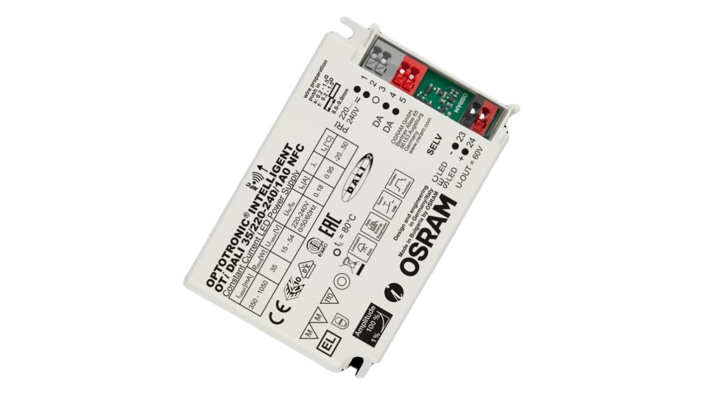 Osram Dimmable LED Driver, 15 → 54V Output, 38W Output, 1.05A Output, Constant Current Dimmable