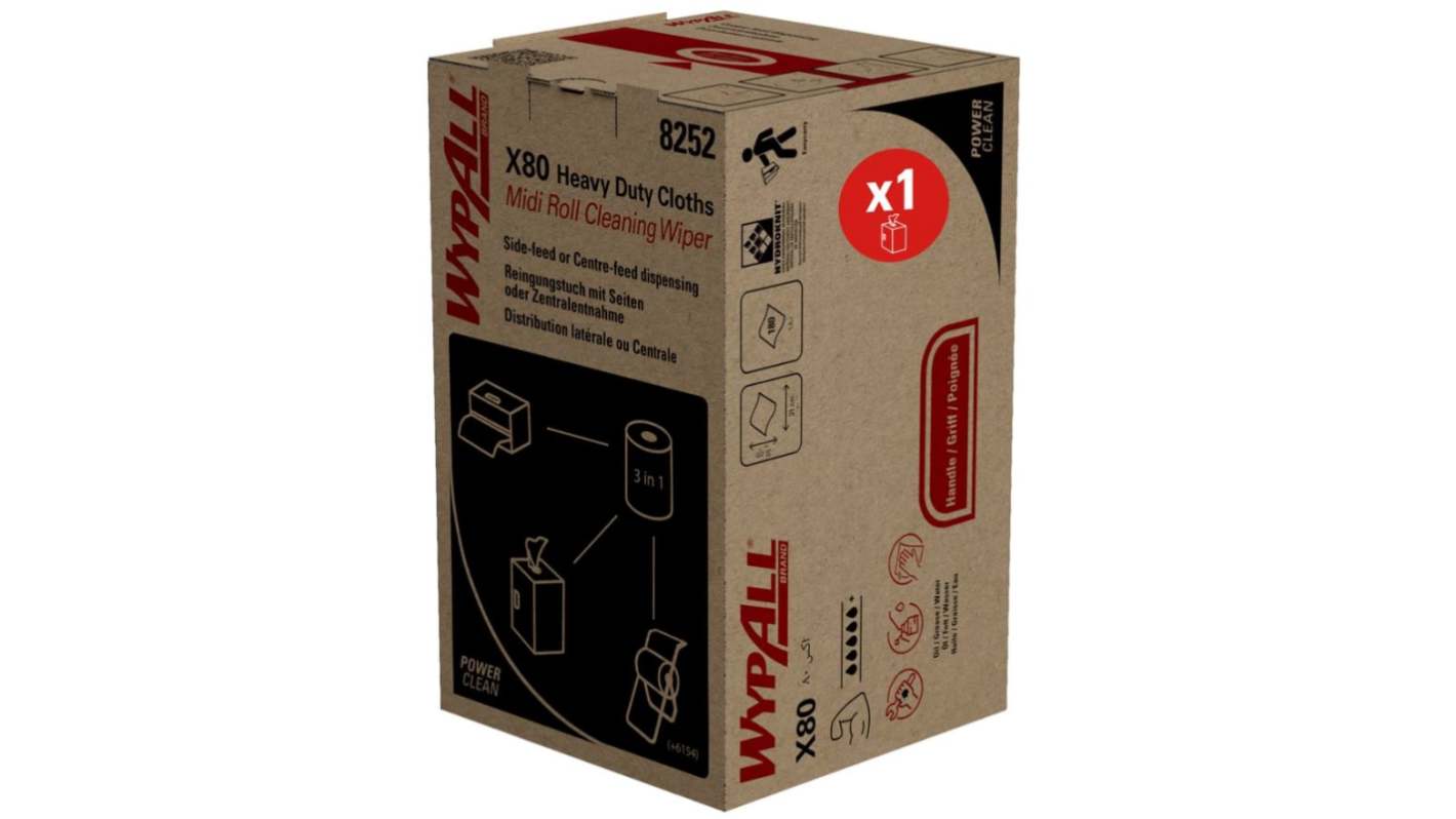 Kimberly Clark 2in1 Midi Roll Cellulose Cloths for Cleaning, Carton of 180, 31cm, Repeat Use