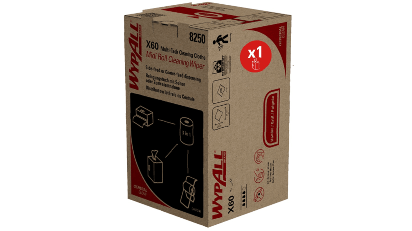 Kimberly Clark 2in1 Midi Roll Blue Wipes for Cleaning, Carton of 235, 31cm, Repeat Use