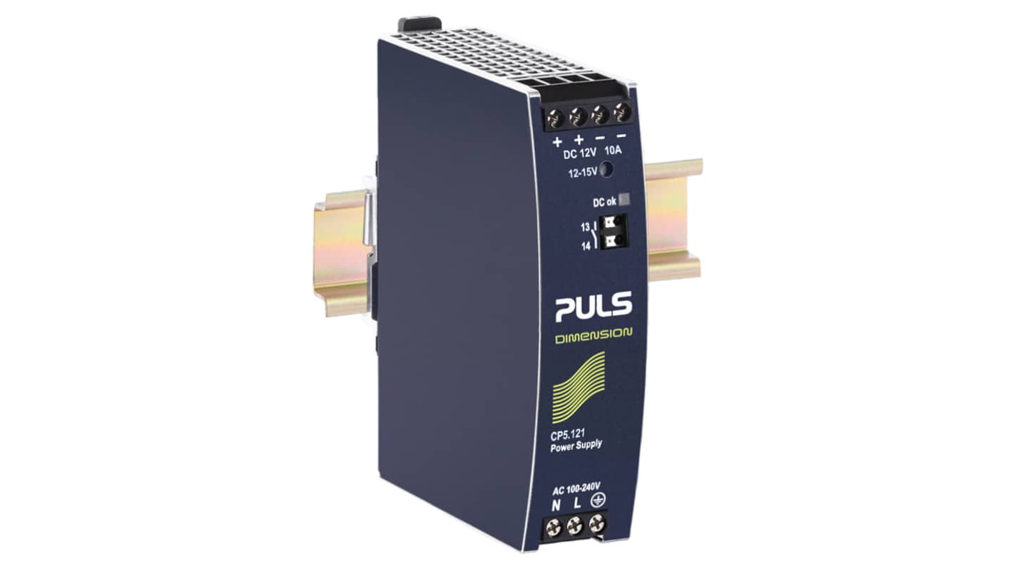 PULS 导轨电源, 12V 8 → 10A输出, 120W, 100 → 240V输入, 单相, C Series系列
