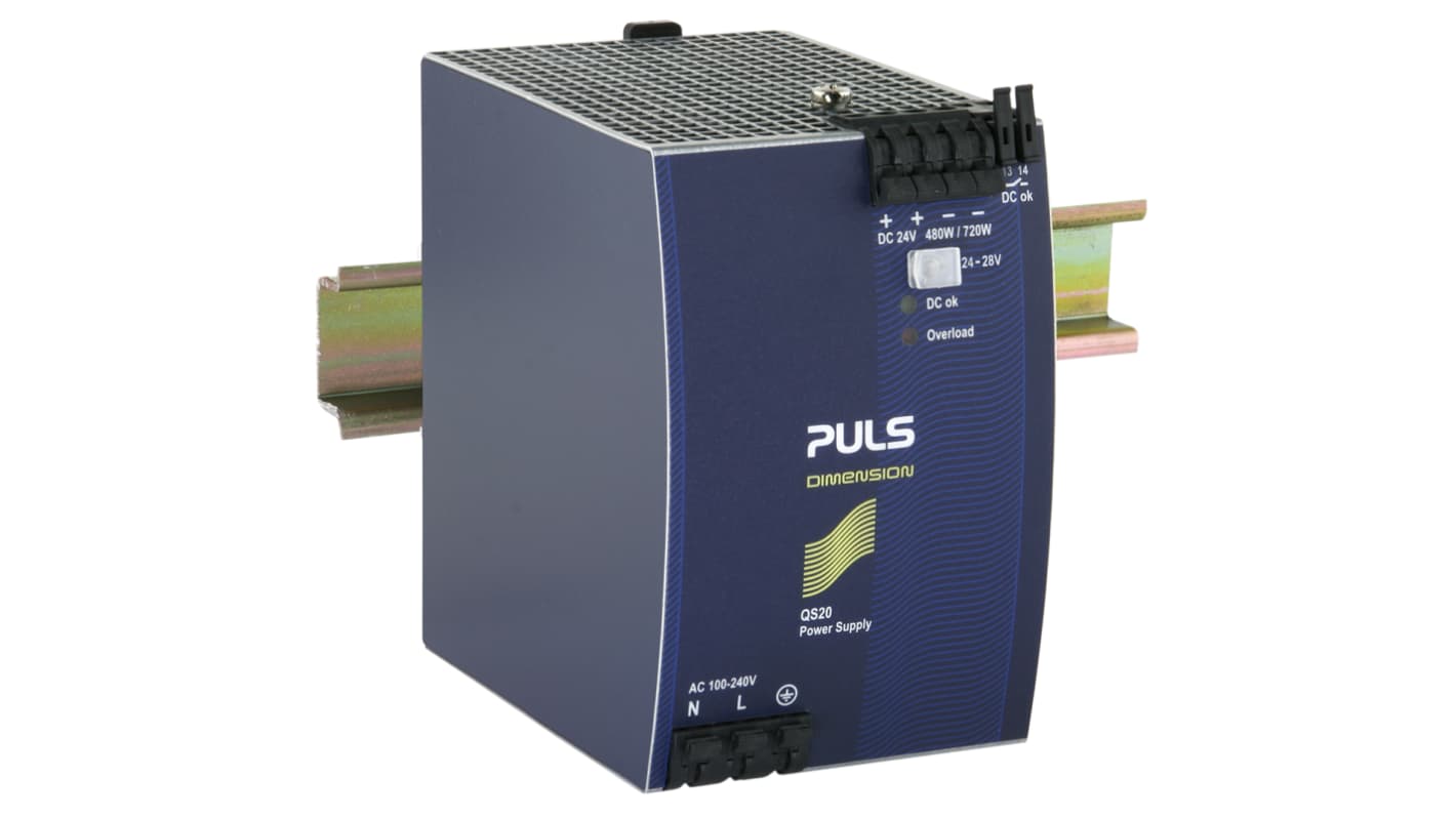 Alimentatore a montaggio su guida DIN PULS, 24V, 17 → 20A, 100 → 240V, 480W