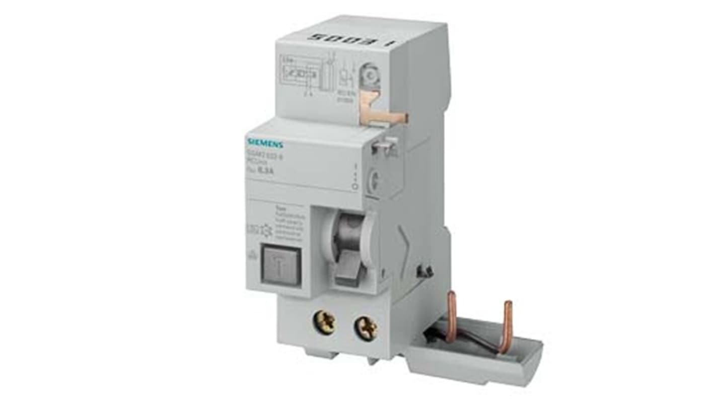RCCB Siemens 5SM26, 2P, 63A, sensibilità 300mA, Tipo AC