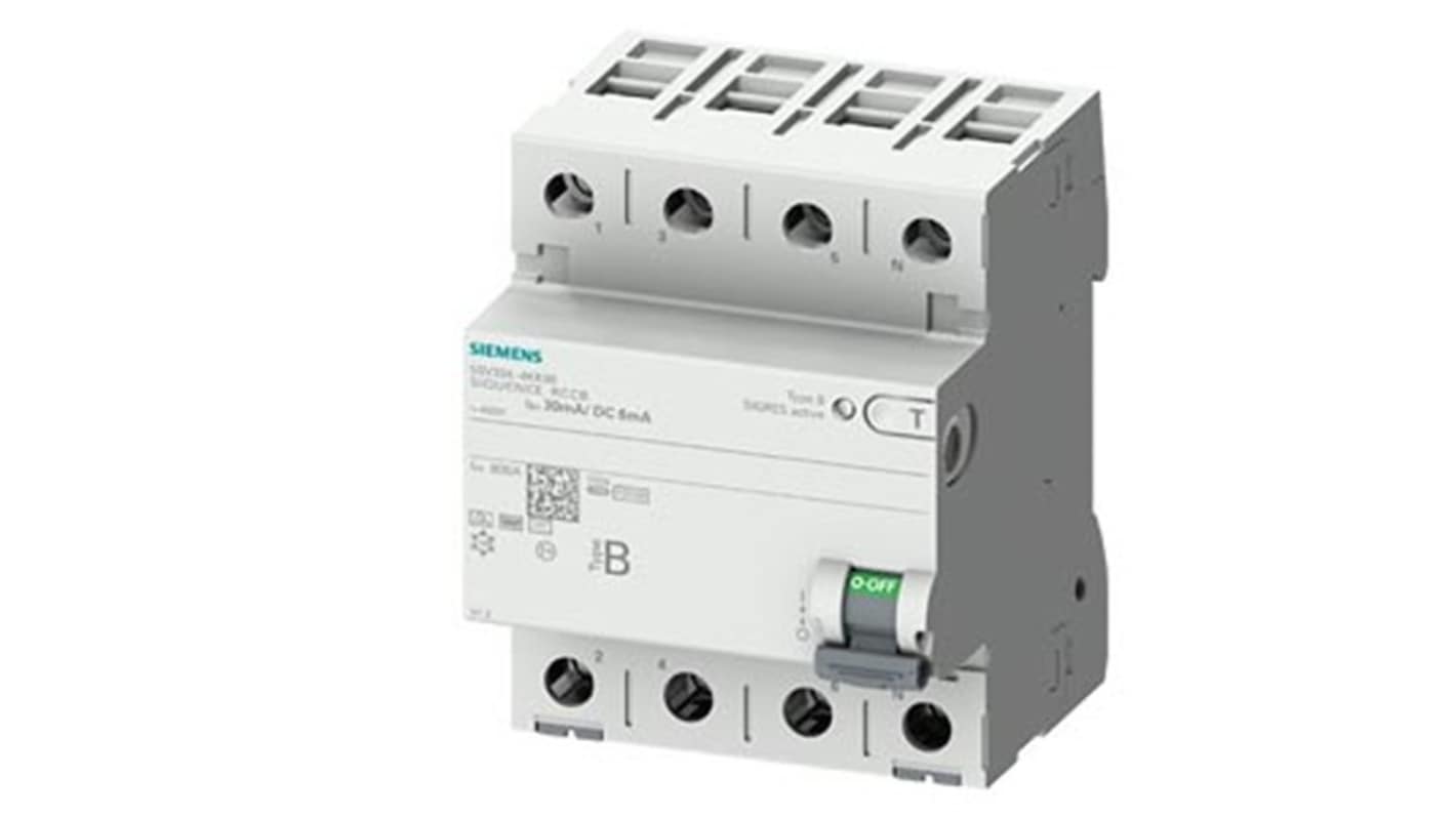 Siemens 40A 4P RCCB, B型漏电开关, 30mA灵敏度, 440V, 5SV33系列
