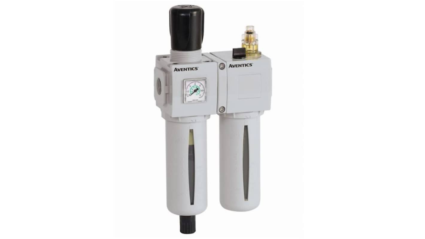 EMERSON – ASCO 带压力表气动三联件, G 3/4接口, 最大10 巴, 半自动排水, 最低+5°C, 25μm过滤精度