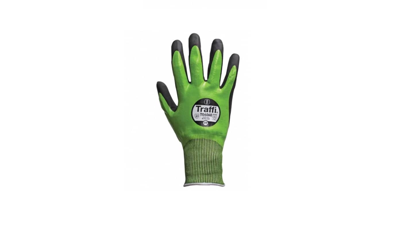 Traffi TG6060 Green HPPE/Nylon/Glass Abrasion Resistant, Cut Resistant, Damp Environment, Oil Repellent, Puncture