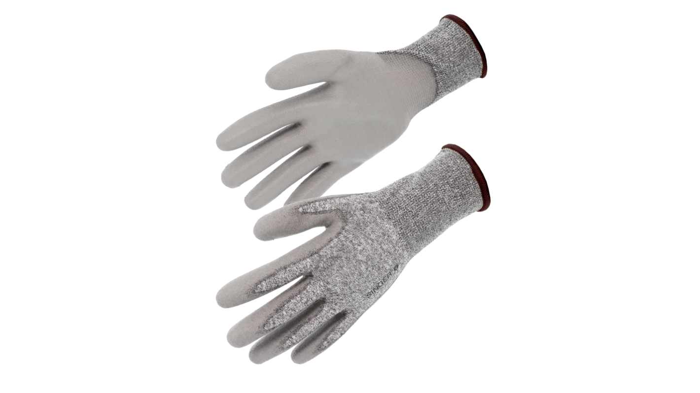 SINGER SAFETY 50GHBBC Grey, White Elastane, HDPE, Polyester, Stainless Steel Fibers Cut Resistant Work Gloves, Size 10,
