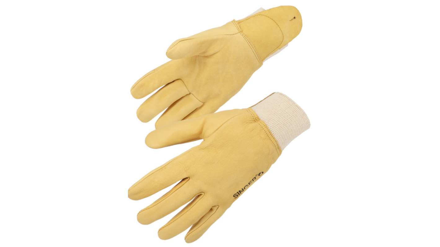 SINGER SAFETY 50GHBBC Beige Cow Grain Leather Good Dexterity Work Gloves, Size 8