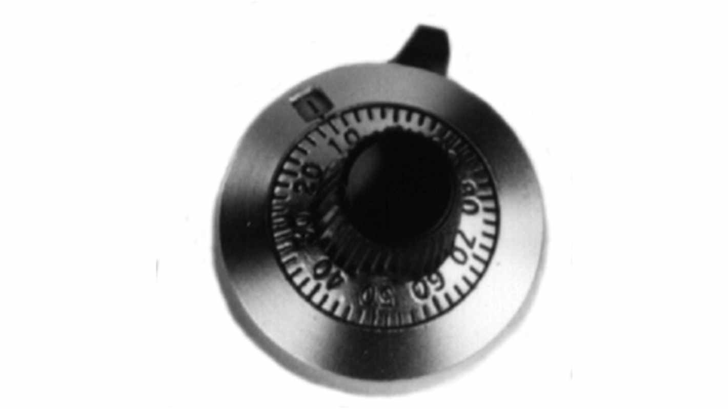 Vishay 24.5mm Silver Potentiometer Knob for 1/4in Shaft Round Shaft, 11A11B10