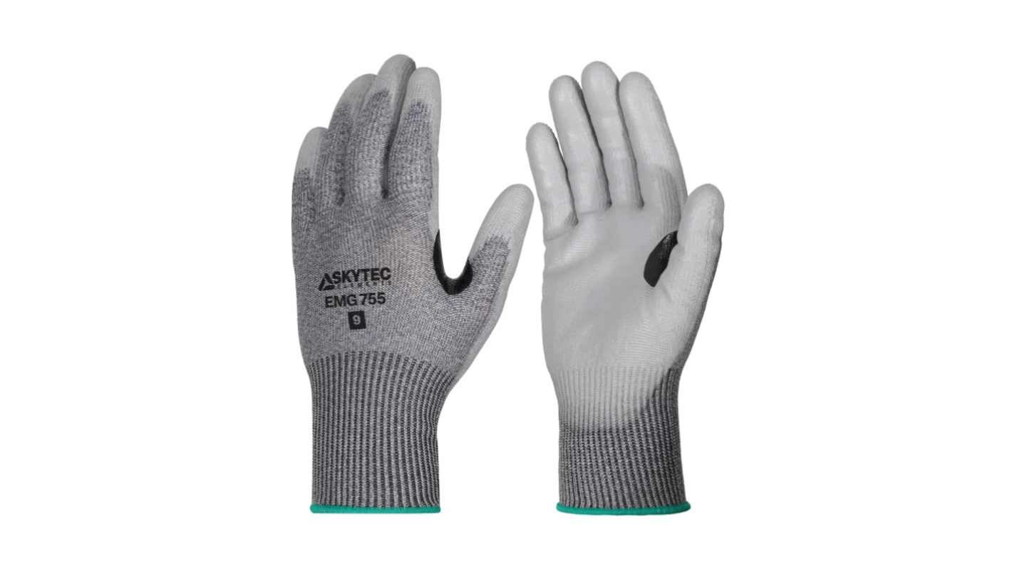 Skytec EMG755 Black/Grey Nylon Assembly Work Gloves, Size 7, Polyurethane Coating