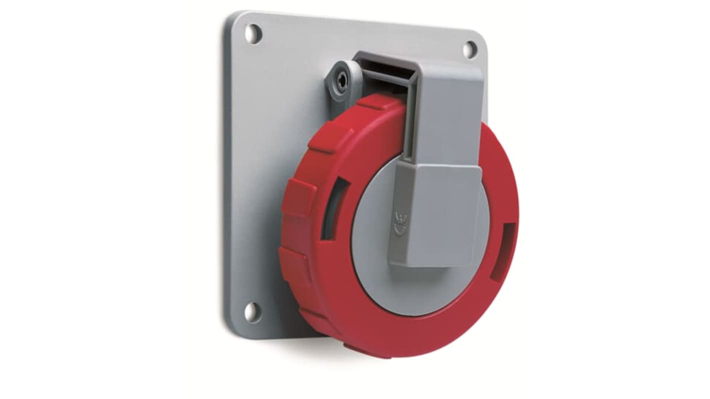 Amphenol Industrial, 2CMA1 IP67, IP69 Grey Panel Mount 2P+E Angled Industrial Power Socket, Rated At 32A