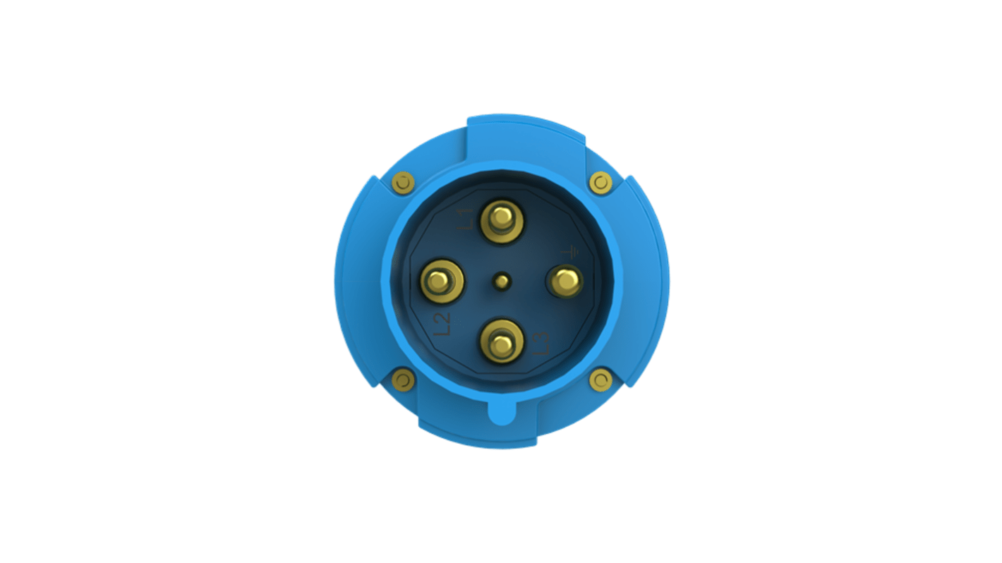 Amphenol Industrial, 2CMA1 IP44 Blue 3P+E Industrial Power Plug, Rated At 63A, 250 V