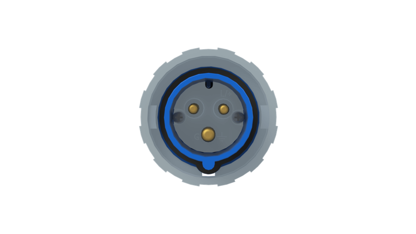 Amphenol Industrial, 2CMA1 IP67, IP69 Blue 2P+E Industrial Power Plug, Rated At 16A, 250 V