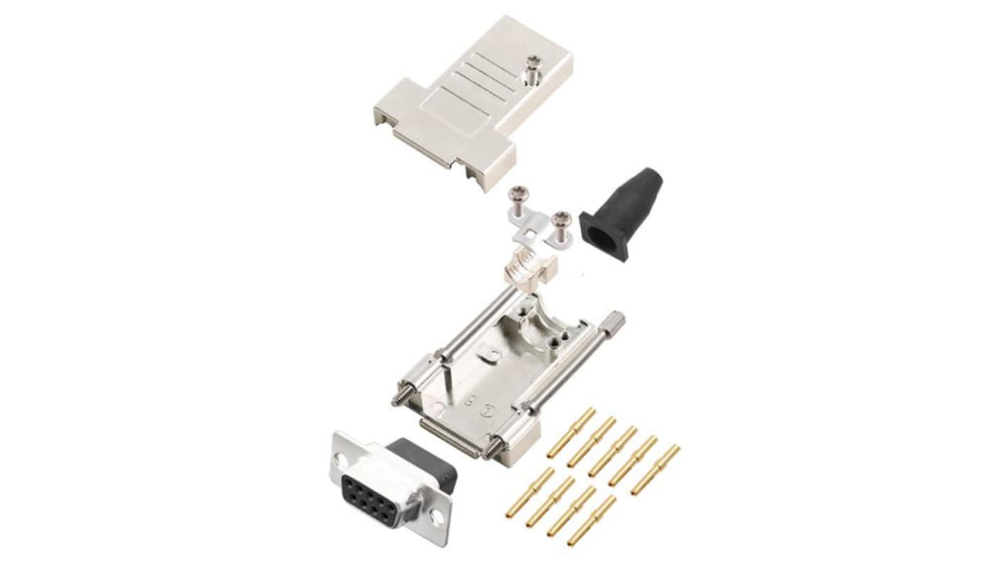 Encitech Connectors D-Sub バックシェエル 6355 シリーズ 9 極 DE, 黒, 6355-0069-11