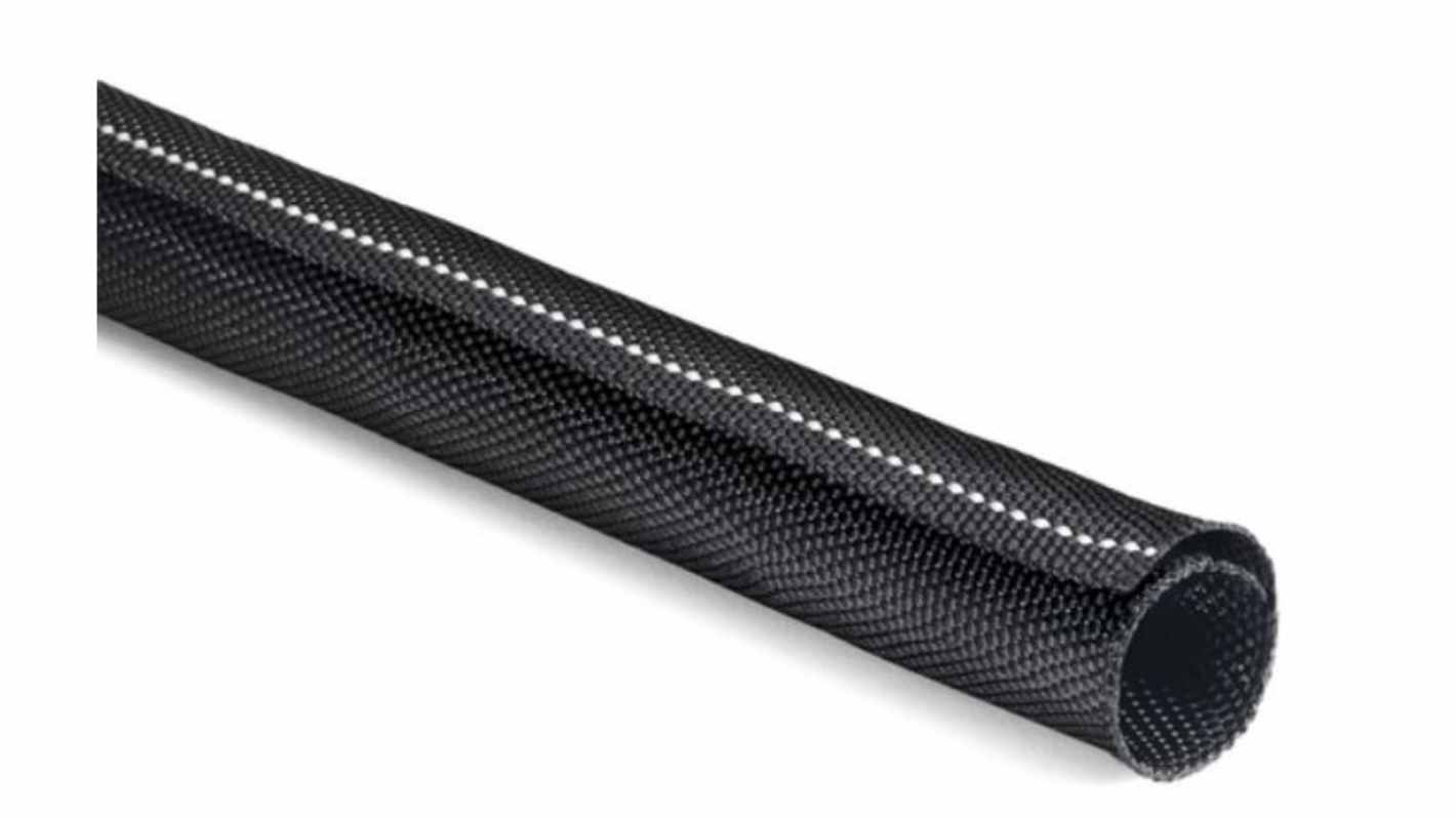 HellermannTyton Polyester Black with White Cable Sleeve, 38mm Diameter, 15m Length, 170-01108 Series