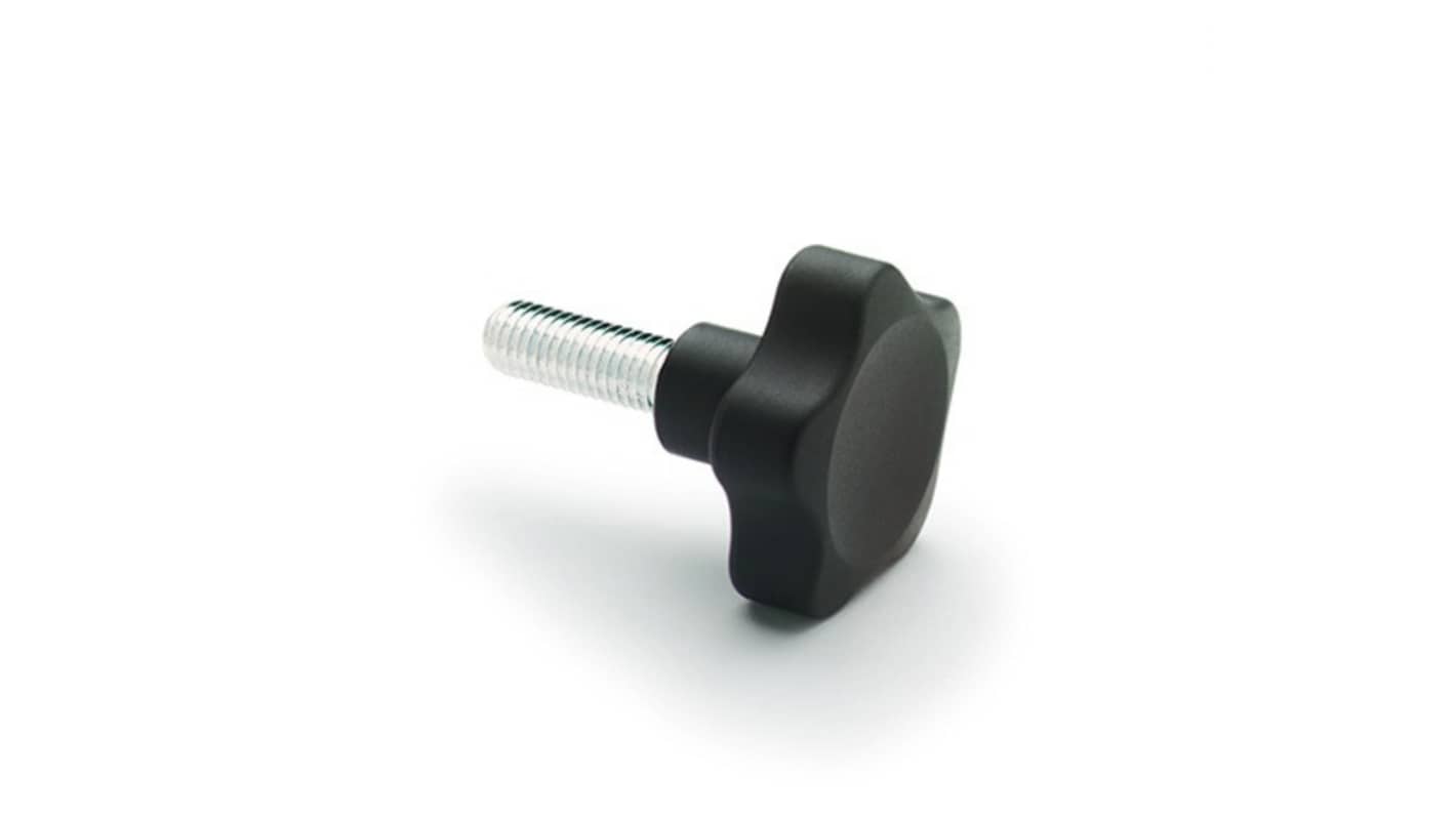 Elesa 166117 Black Polyamide Based Technopolymer Star Knob Knob, M6, Threaded Mount