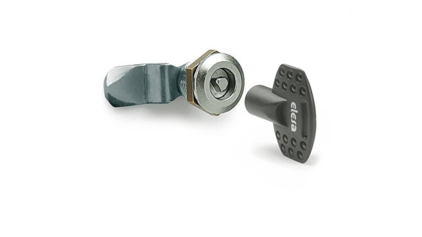 Elesa Metalic Zinc Alloy Locking Latch, 20mm Panel-to-Tongue, 28mm Cutout, Key Unlock