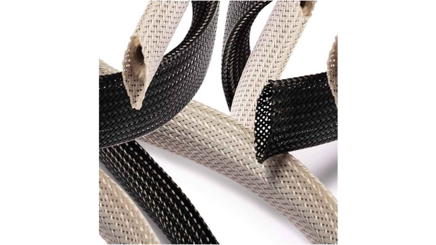 RS PRO Expandable Braided Polyester Black Cable Sleeve, 20mm Diameter