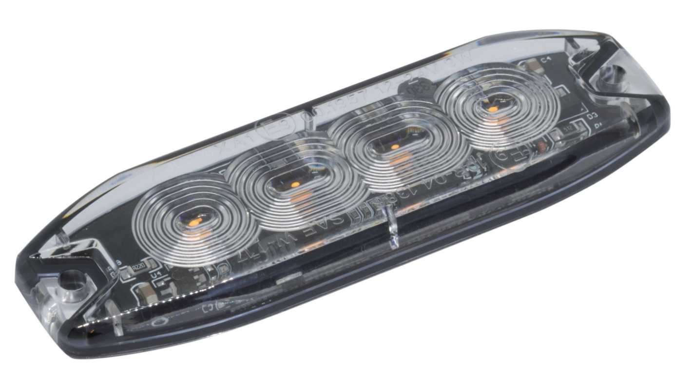 RS PRO Clear Flashing Beacon, 10 → 30V, Screw Mount, LED Bulb, IP69K