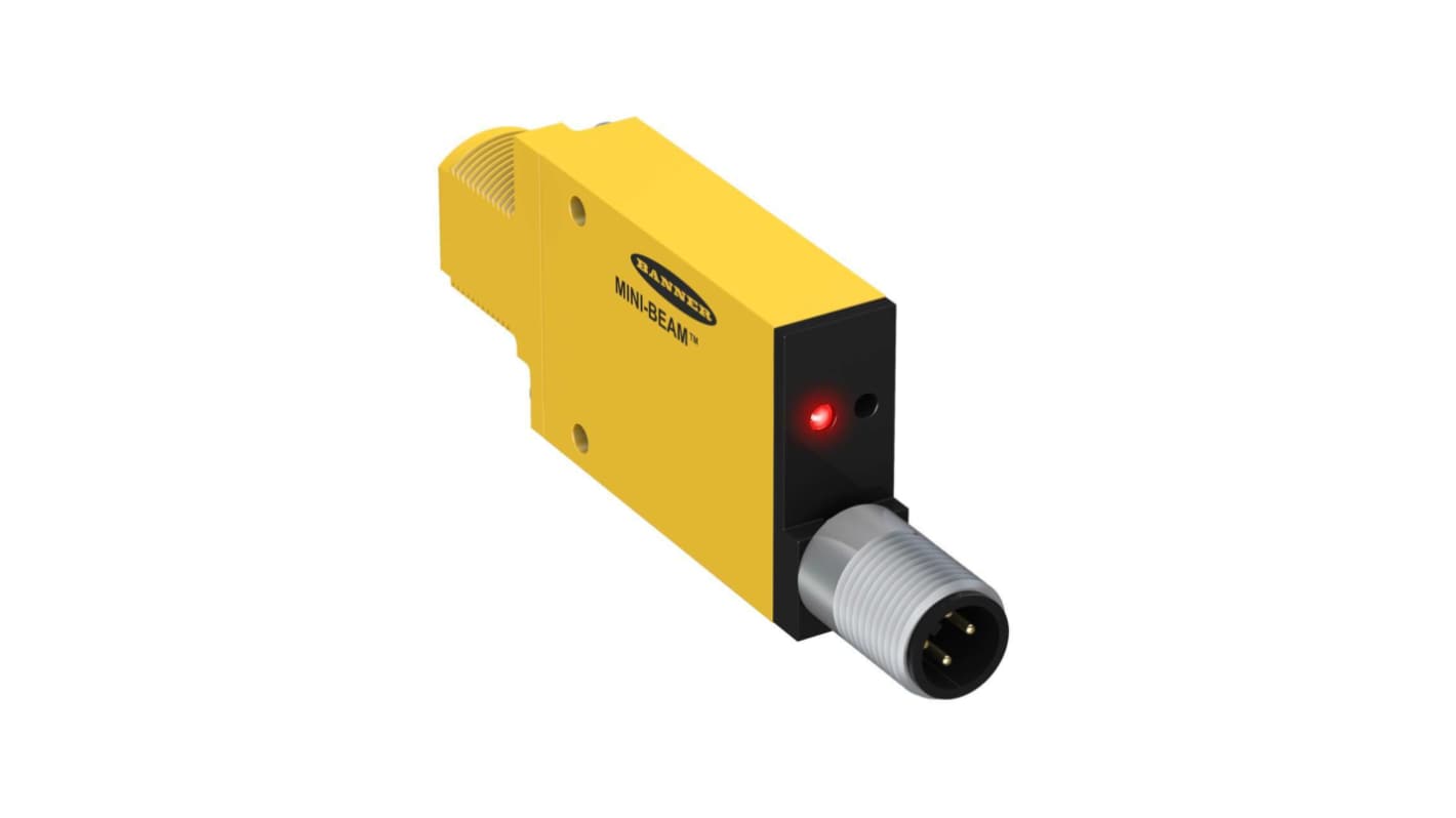 Banner Rechteckig Optischer Sensor, Dagegen, Bereich 30 m, Relais Ausgang, 3 Pin Mini Stil QD3, Hell-/dunkelschaltend