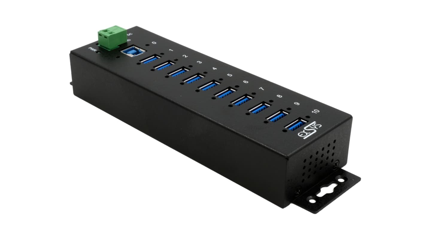 Exsys 10 Port USB 3.2  Hub, USB Bus Powered, 198 x 55 x 39mm
