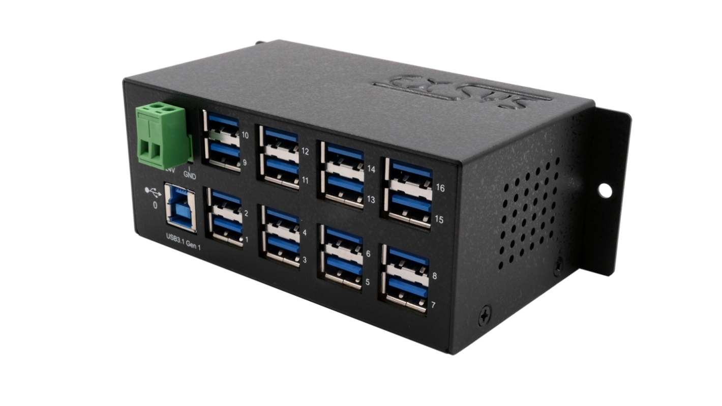 Exsys 16 Port USB 3.2  Hub, USB Bus Powered, 132 x 65 x 48mm