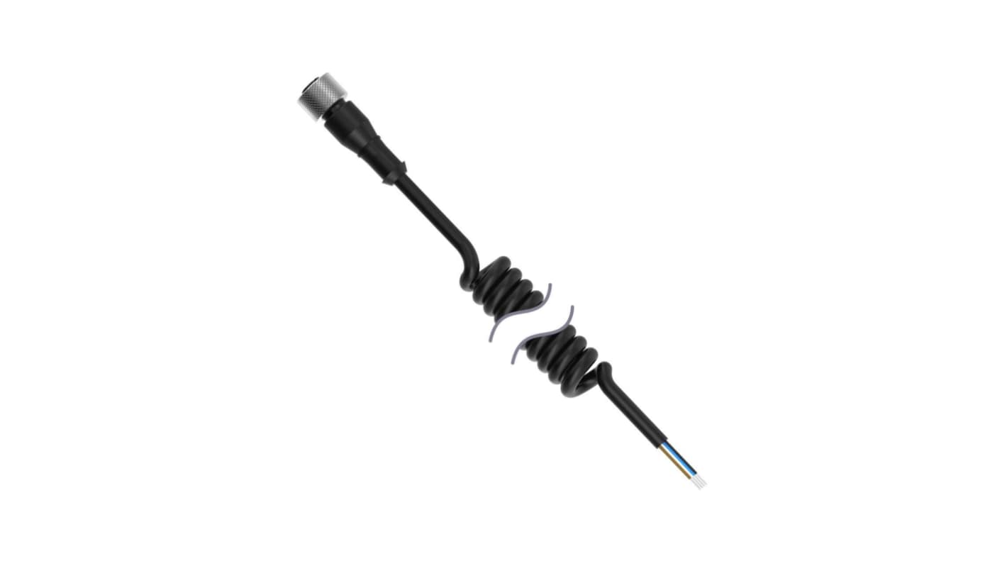 Banner Straight Female 4 way M12 to Flying Leads Cordset, 3.3m