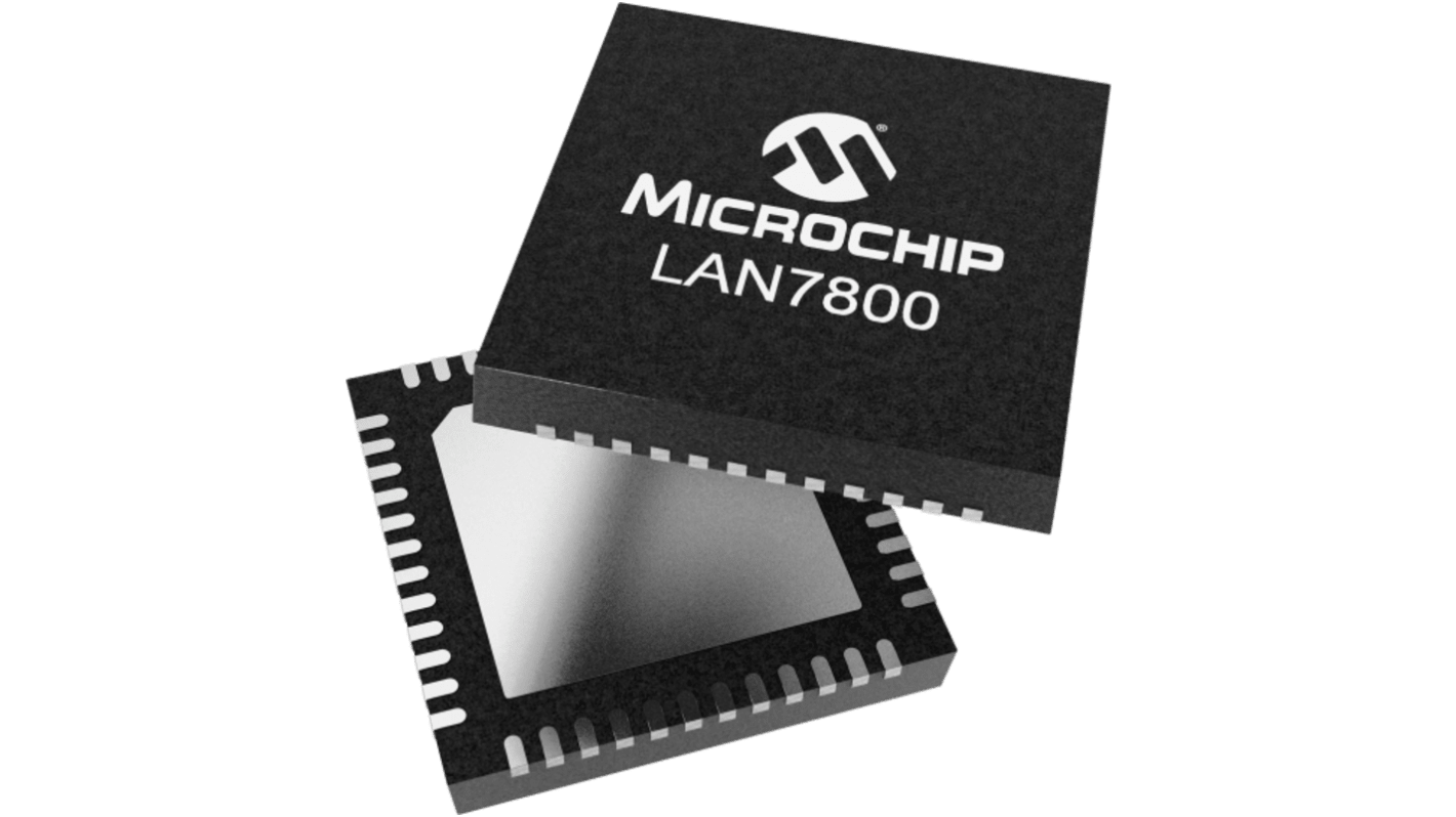 Microchip LAN7800T/VSX, Ethernet Transceiver, 1000Mbps, USB, 1.8 → 3.3 V, 48-Pin SQFN