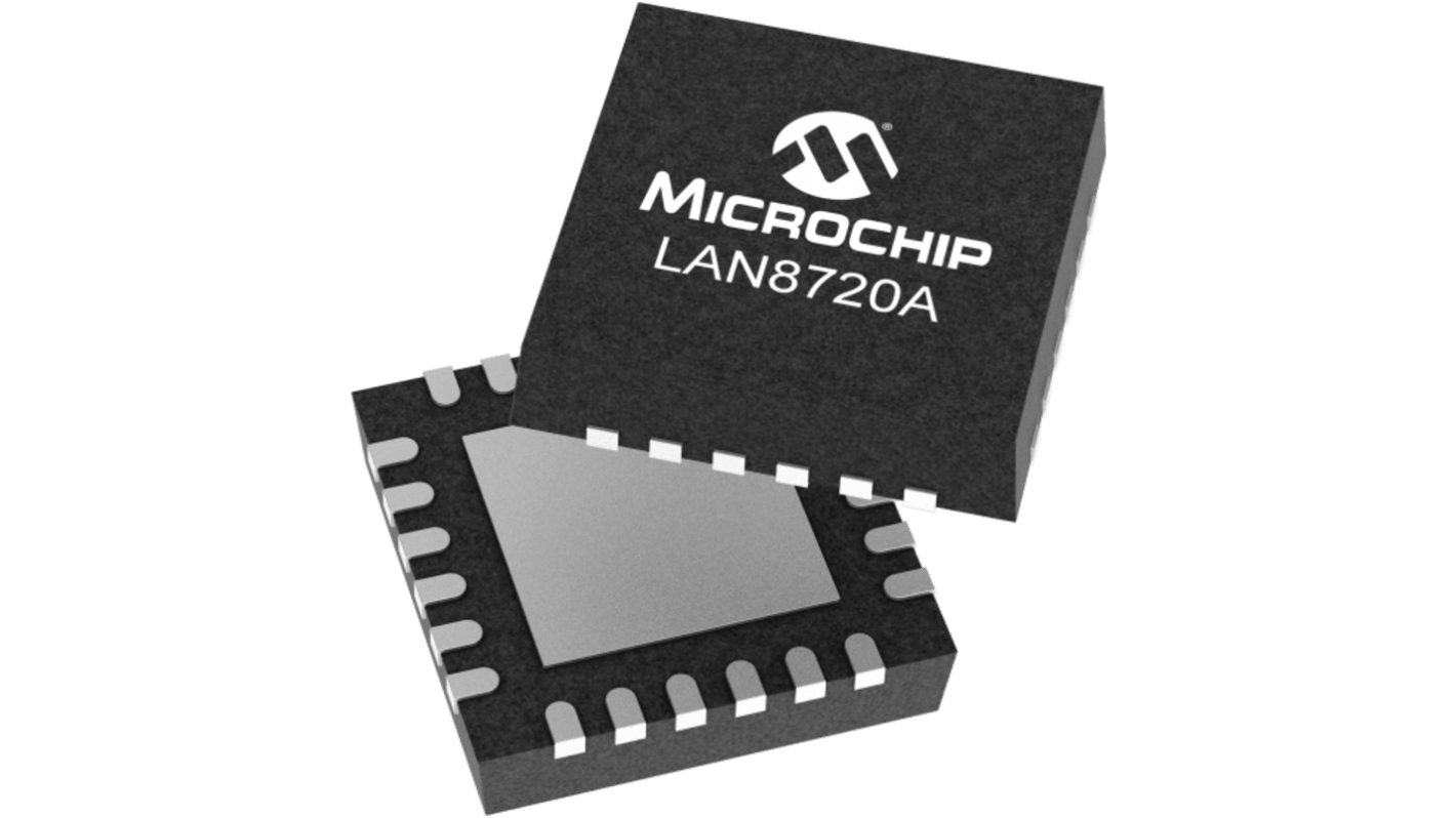 Microchip LAN8720A-CP-TR-ABC, Ethernet Controller, 1000Mbps, 24-Pin QFN