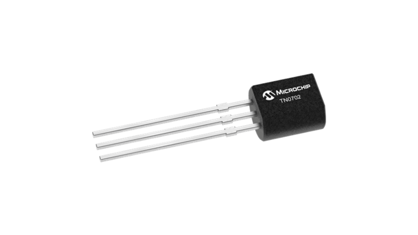 Microchip N沟道增强型MOS管, Vds=20 V, 530 A, TO-92, 通孔安装, 3引脚, TN0702系列