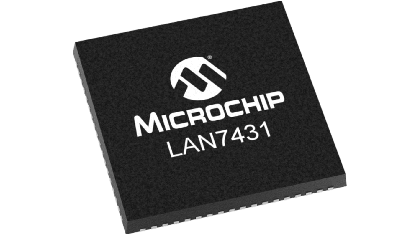 Microchip 以太网收发器, 72引脚, RGMII网络接口, VQFN