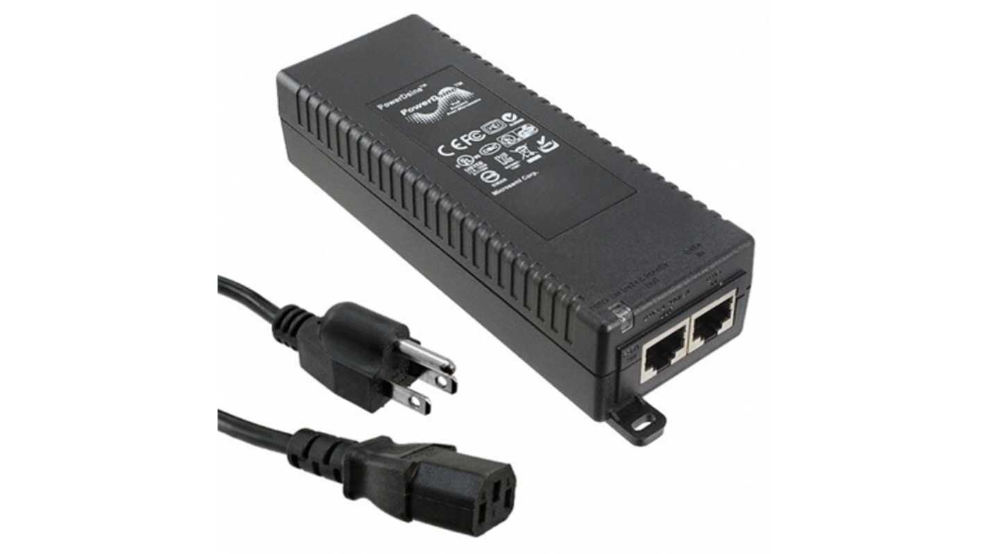 Microchip POE供电器, 100 → 240V 交流输入, 55V 直流输出, 30W, 1个输出端口