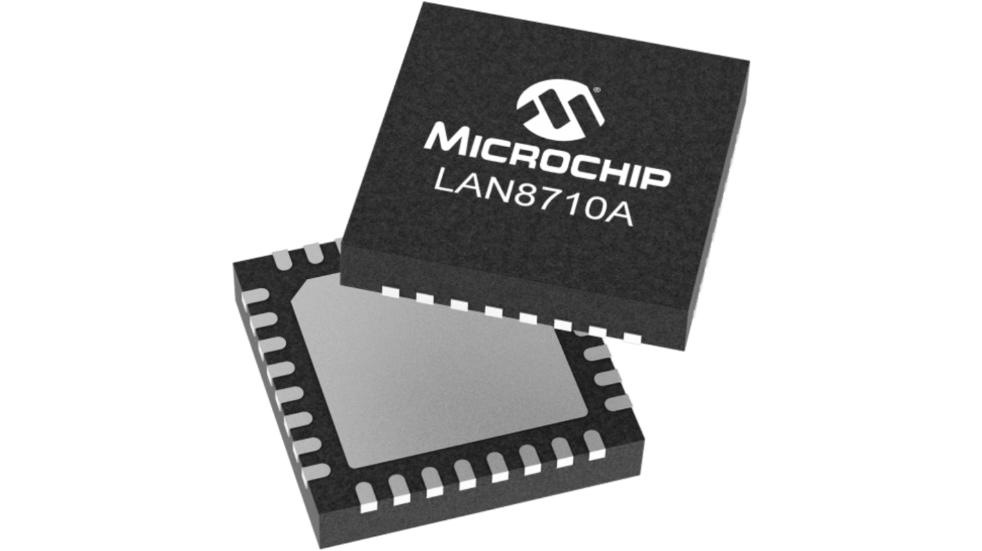 Microchip LAN8710AI-EZK-TR, Ethernet Controller, 1000Mbps RMII, 1.6 → 3.6 V, 32-Pin QFN