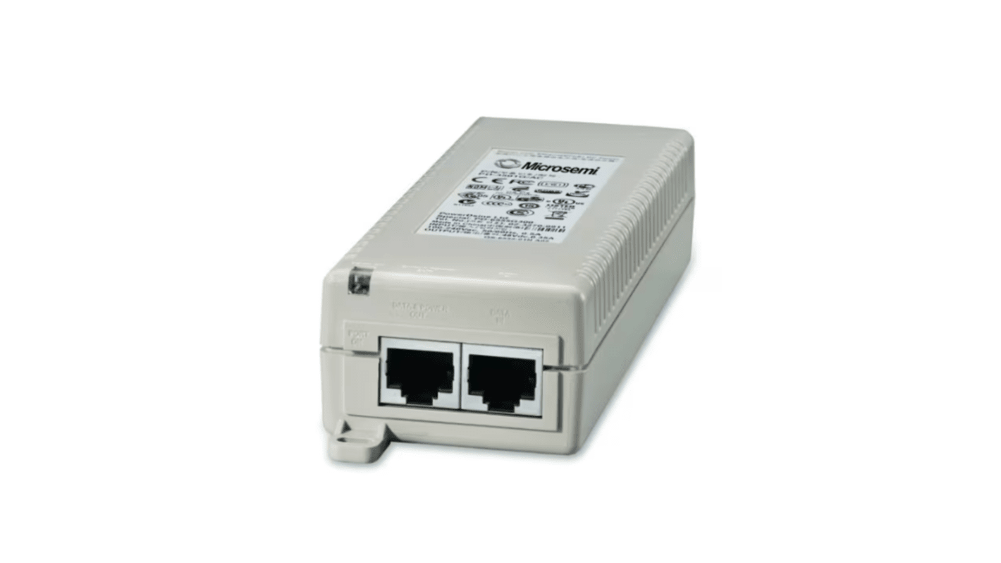 Microchip POE供电器, 100 → 240V 交流输入, 48V 直流输出, 15.4W, 1个输出端口