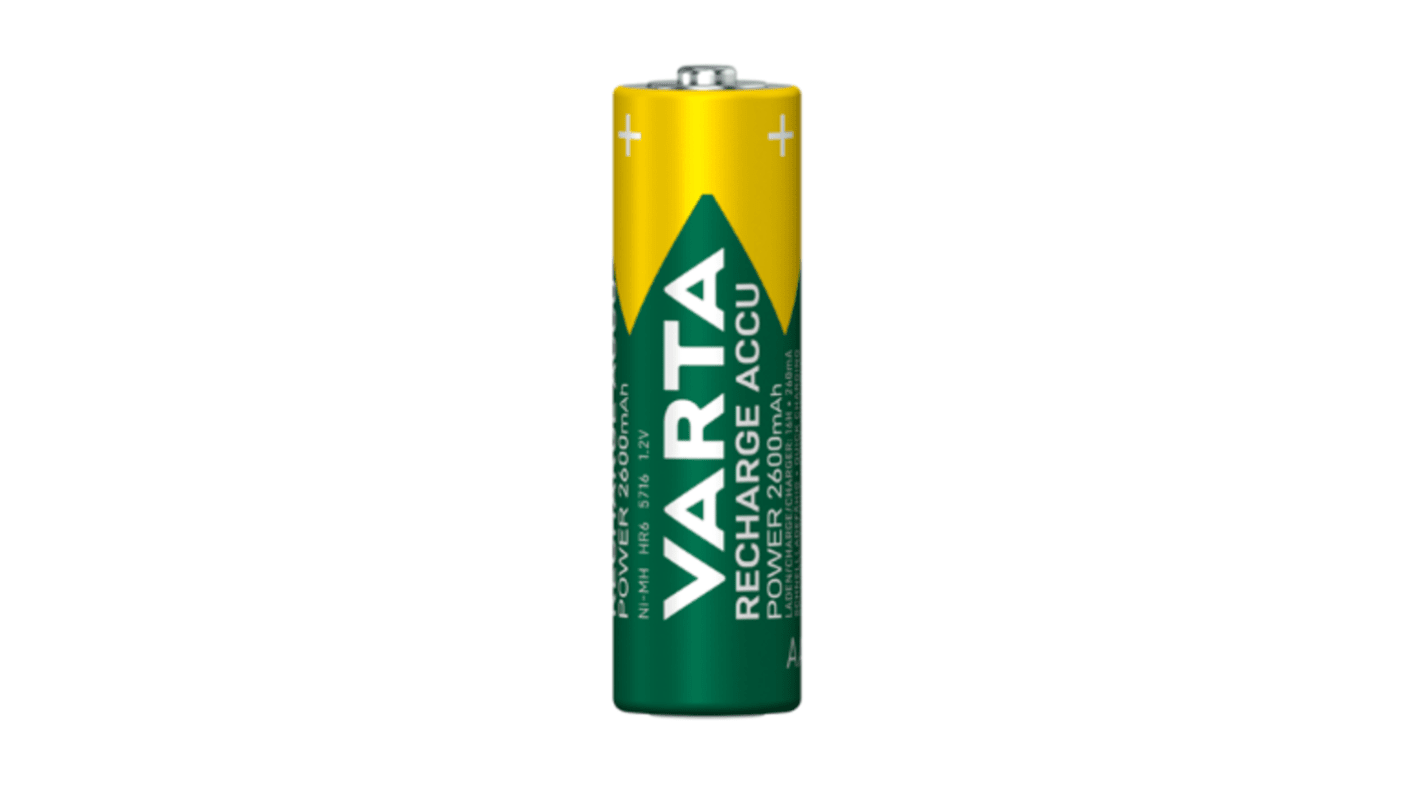 Varta Varta AA NiMH Rechargeable AA Battery, 2.6Ah, 1.2V - Pack of 4