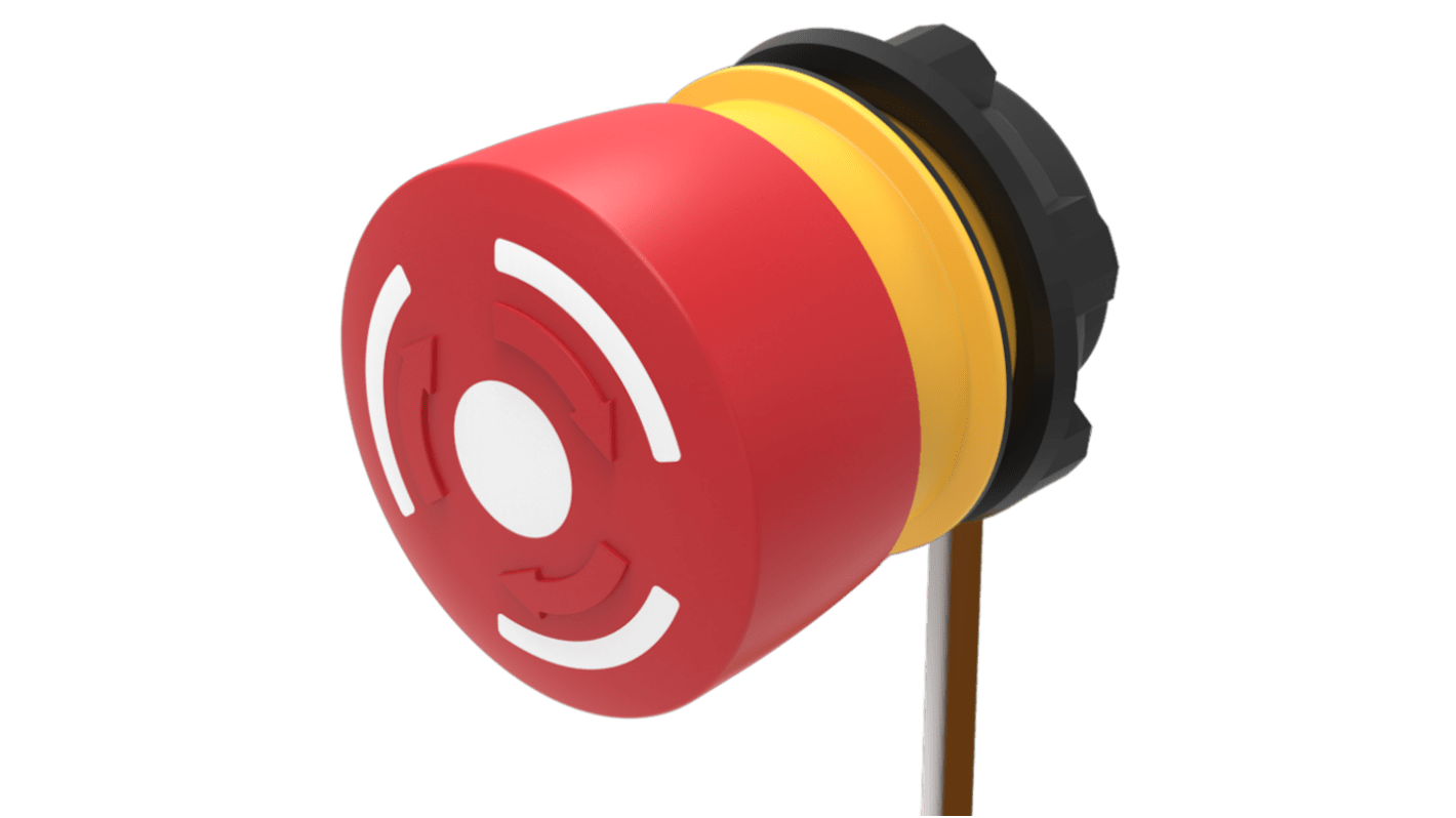 EAO Twist Release Emergency Stop Push Button, Panel Mount, 22.3mm Cutout, SPST, IP65, IP66, IP67