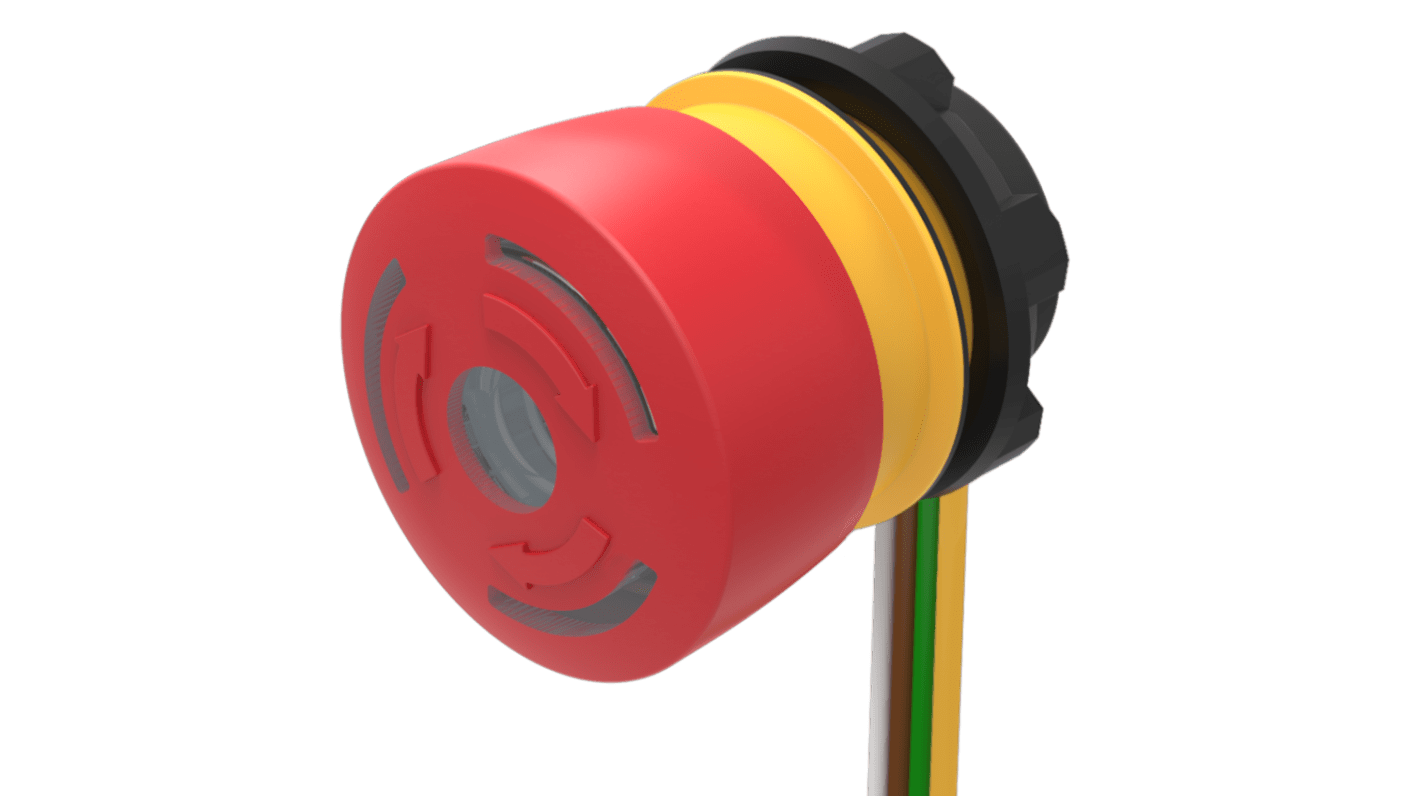EAO Twist Release Illuminated Emergency Stop Push Button, Panel Mount, 22.3mm Cutout, SPST, IP65, IP66, IP67