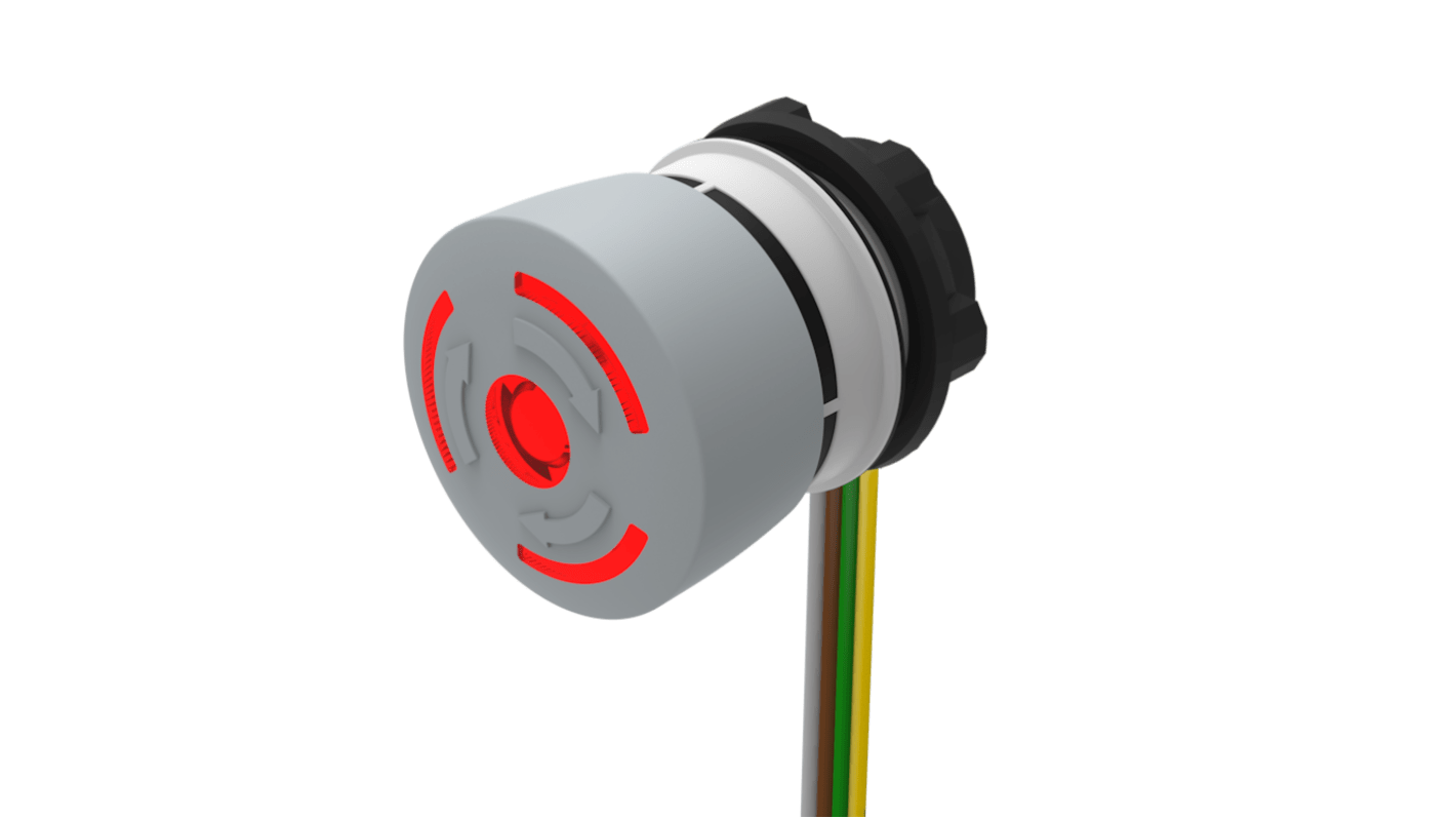 EAO Twist Release Illuminated Emergency Stop Push Button, Panel Mount, 22.3mm Cutout, SPST, IP65, IP66, IP67