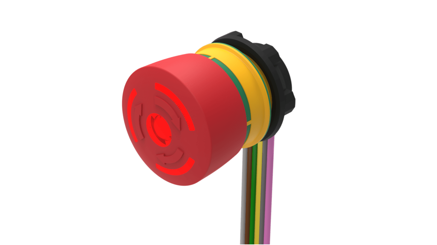 EAO Twist Release Illuminated Emergency Stop Push Button, Panel Mount, 22.3mm Cutout, DPST, IP65, IP66, IP67