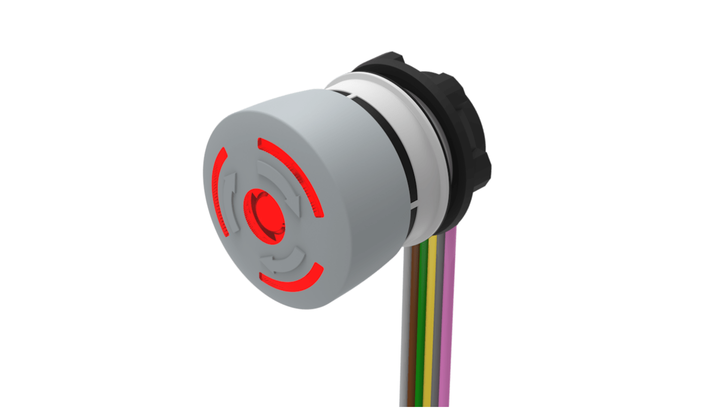 EAO Twist Release Illuminated Emergency Stop Push Button, Panel Mount, 22.3mm Cutout, DPST, IP65, IP66, IP67