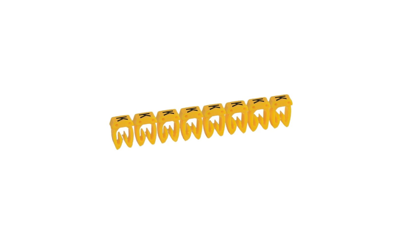 Legrand 038340 Cable Markers, Yellow, Pre-printed "K", 2.7 → 3.9mm Cable, for Wiring, 038340
