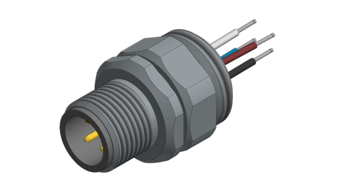 CONEC Right Angle Male 4 way M12 to Unterminated Cable, 500mm